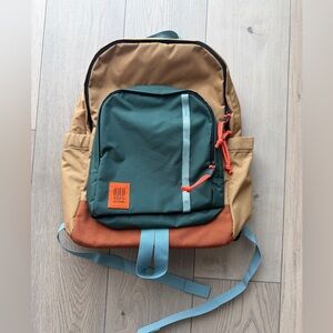 Topo Designs Tan and Green Backpack